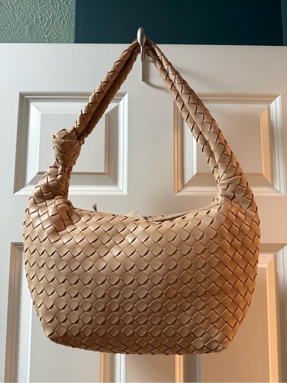 a new day Tan Woven Shoulder Bag with Braided Strap